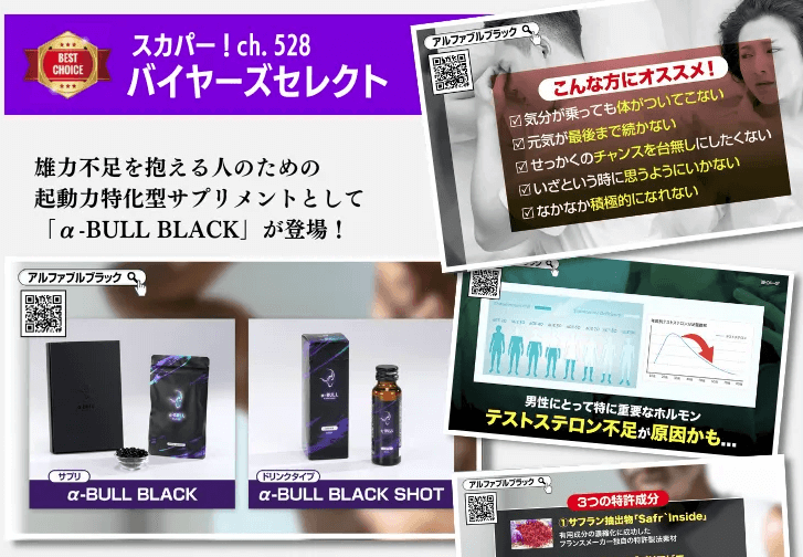 α-BULL BLACK（アルファーブル ブラック）TV・雑誌など各メディアでも紹介